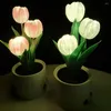 Lampy stołowe LED Tulip Night Light Symulacja Lampa kwiatowa Dekoracja domu