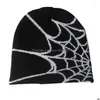 BERETS Y2K BEANIE SPIDER WEB HAT KNIT SKLIES 헐렁한 SKL 드롭 배달 패션 액세서리 모자 스카프 장갑 캡 Dhnym