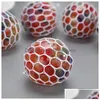 Dekompresja samochodu zabawka DVR 5.0 cm Kolorf Mesh Squishy winogronowa piłka fidget Anti Venting Balls Squeeze Toys Lech Pojemność Dostawa DH4CS