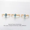 Wedding Rings LAMOON Natural Topaz For Women Gemstone Ring Blue 925 Sterling Silver K Gold Plated Engagement RI178 230608