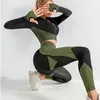 Großhandel 3pcs Langarmernte Top -BH und Leggings Butt Heben hoher Taillen -Fitness -Fitness -Sets