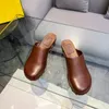 Baguette Show Slippers Clogs Mules Wooden Platform Chunky Block mid-heels Genuine leather Slip On closed toes heeled shoes Women's luxury designers Factory footwear