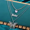 Chains 2023 Multilayer Acrylic Butterfly Choker Necklaces For Women Gold Silver Color Baby Letter Pendant Necklace Fashion Jewelry