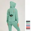 lu Womens hooded Jacket Shrits Running Long Sleeve Women Casual Personality Outfits Autumn and Winter Sportswear Gym Fitness Wear Coat 7 Colors ll1130