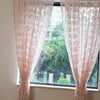 Cortina Rosa Claro Jacquard Renda Cortinas Largura 270cm Vara Bolso Lateral Ondulado Transparente Tule Para Sala Cozinha Curto