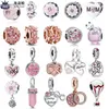 För Pandora Charms Authentic 925 Silver Pärlor Bead Pink Heart Flower Balloon Infinity Love Armband