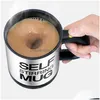 Mugs 400Ml Mug Matic Electric Lazy Self String Cup Coffee Milk Mixing Smart Stainless Steel Mix Drinkware Customized Dbc Drop Delive Dhxmt