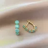 Dangle Kroonluchter Kinel Nieuwe Emerald Ronde Cut Zirkoon Druppel Oorbellen voor Vrouwen Luxe Natuurlijke Zirkoon Met 585 Rose Gouden Oorbellen Bruiloft sieraden Z0608