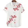 Camisas casuais masculinas Flores simples Manga curta Top Festa na praia Camisa havaiana solta Tendência versátil masculina Personalidade de alta qualidade