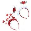 Bandanas 2pcs Valentines Day Headbands Red Heart Bopper Headband Sequin Hair Glitter Tinsel Headpiece For