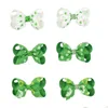 Hårtillbehör Irish St. Patricks Day Clips Kids Girls Ireland Shamrocks Diamond Claws Thread Clover Bow Barrettes Baby 06 Drop de Dh5my