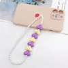 Porte-clés acrylique amour chaîne de téléphone portable lanière perlée résistant aux chutes bracelet de poignet pendentif suspendu pour femmes sac voiture