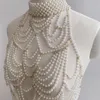 Inne modne akcesoria łańcucha ciała biżuteria seksowna bikini łańcuch talii pereł łańcuch body bra łańcuchy ciała dla kobiet w talii perłowej hain 230607