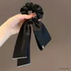 Other Satin Bowknot Elastic Hair Bands For Women Girls Pearl Solid Color Scrunchies French Ties Accessories Ponytail Holder R230608