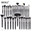 Инструменты макияжа Beili Luxury Black Professional Make Brush Set Big Powder Makeup Brush Foundation Натуральное смешивание Pinceaux de Maquillage 230607