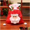Dekoracje świąteczne torba na prezent Apple Flannel Candy Cartoon Dstring Tote Xmas Santa Claus Snowman Bear Portable torebka DBC VT1061 Drop DHV2L
