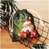 Opbergzakken Christmas Gift Bag Canvas Santa Sack Dstring Met Rendieren Claus Voor Kid Candy Organizer Dbc Drop Delivery Home Garden Dhlhg