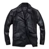 Men's Leather Faux Long Jacket Men Genuine Wind Coat Classic Black Plus Size Cowhide Casual Cloth 230608