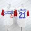 Männer Vintage 21 Roberto Clemen Baseball Jersey Ed Film Santurce Crabbers Puerto Rico Trikots Schwarz Whi Grau Rot Whi Creme