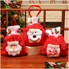 Dekoracje świąteczne torba na prezent Apple Flannel Candy Cartoon Dstring Tote Xmas Santa Claus Snowman Bear Portable torebka DBC VT1061 Drop DHV2L