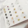 Stud Earrings 12 Pairs Of Suit Set With Crystal Simple Everyday Versatile Fashion Multi - Earpiercings