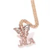 Pendant Necklaces Topbling Custom Name Charm Letter Butterfly 18K Real Gold Plated For Men Iced Out Drop Delivery Jewelry Pendants Dhncf