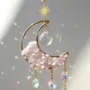 Garden Decorations Crystal Moon Amethyst Rainbow Suncatcher Hanging Crystals Stone Sun Catcher Light Xmas Window Ornaments Outdoor 230607