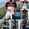 clothing Men's Tracksuits new summer 2 Piece Pants Set Oversized Floral GEO Zipper Polo Trouser Outfits Summer Streetwear