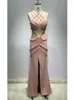 Casual Dresses Women Luxury Sexy Hollow Out Backless Beige Red Rope Maxi Long Bodycon Dress 2023 Elegant Party Evening Wedding