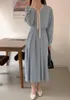 Robes décontractées tempérament coréen contracté le dos à lacets simple boutonnage accepter la robe de conception de taille