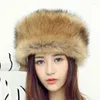 Berets HT552 Women Men RACCOON Fur Cap Hats Fashion Warm Russian For Winter Luxury Female Ushanka Beanies