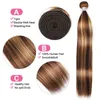 Hårbulkar Brasilianska P4 27 Höjdpunkt Buntar Raka mänskliga hårbuntar med frontal 13x4 Front Ombre Human Hair Weave Bundle med stängning 230607