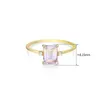 バンドリングLAOOM VINTAGE GEMSTONE NATURAL AMERTINE RING FOR WOMEN SQUARE AMETHYST 925 STERLING SILVER GOLDメッキファインジュエリーRI191 230608