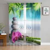 Vorhang Zen Bambus Stein Natur Tüll Vorhänge für Wohnzimmer Schlafzimmer Küche Dekoration Chiffon Sheer Voile Fenster Kinder drapieren