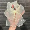 Other Bow Pearl Tulle Ribbon Scrunchies White Black Long Mesh Elastic Hair Bands Girls Accessories Rope Organza Ties R230608