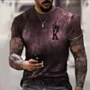 Men's T-shirts Men's Summer Loose Round Neck Poker K Gradual Color Changing Printing Short Sleeve Thermal Sublimation T-shirt Men's Wear