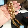 Chains Gold Miami Cuban Link Chain Necklace Men Hip Hop Stainless Steel Jewelry Necklaces Drop Delivery Pendants Dhoq2