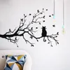 Katt på trädgren vägg klistermärke vardagsrum soffa bakgrund sovrum hem dekoration djur dekaler tapeter hand snidade klistermärken