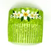 Hair Clips Women Combs With White Plumeria Flowers Various Colors Jewelry Accessories