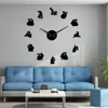 Horloges murales 3D miroir autocollant numéros famille grand silencieux Quartz bricolage horloge Animal suspendu montre bois pépinière décor