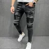 Herren Jeans Vier Jahreszeiten Slim Bleistift Hosen Kanten Sprühfarbe Druck Spleißen Mode Lässig Denim Männer 230607