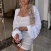 Casual Dresses Women's Summer Dress White Lace Långärmad mini Bröllopsfest Ruffle Elegant kläder 2023