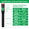 Kit localizador visual de falhas 30mW 30KM/50mW 50KM VFL Caneta de luz vermelha para teste de cabo de rede, detector de testador de fonte de fibra óptica e adaptador FC macho para LC fêmea