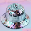 Party Hats Glitter Mirror Disco Bucket Fl Club Ball Bar Uni Festival Visor Beach Fisherman L221012 Drop dostawa dom DHXR1