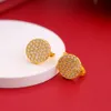 Boucles d'oreilles rondes minuscules en cristal pavées femmes bijoux véritable or jaune 18 carats Colr mode Micro glacé joli cadeau