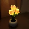 Lampes de table LED tulipe fleur veilleuse pot de fleurs plante en pot lampe maison chambre décor