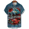 Chemises décontractées pour hommes chemise hawaïenne homme Streetwear voiture impression 3d graphique rue plage hommes manches courtes boutonné