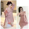 Vêtements de nuit pour femmes ensemble de nuisette femme peignoir robe costume dentelle chemise de nuit vêtements de détente printemps été soyeux Satin Kimono Homewear