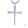 Titanium sporttillbehör Baseball Bat Cross Pendant Halsband Rostfritt stål Original Drop Delivery Sports Outdoors Athletic Outdoo Dhkhr