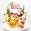 その他のイベントパーティーのサプライ8pcssetサファリアニマルケーキトッパーデコレーションおもちゃお誕生日おめでとう森のジャングルキッズ230607